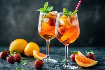 sangria and spritz cocktail with ice