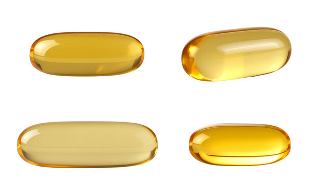 Close up golden color oil supplement in soft gel capsule, healthy product concept. 