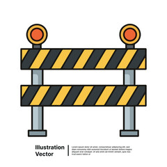 Under construction road sign with safety barrier and caution warning illustration