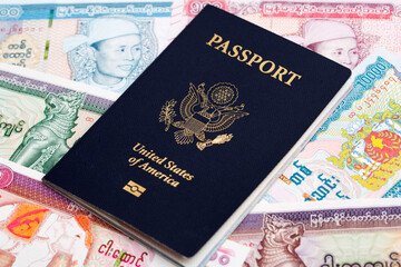 American Passport on Myanmar kyat