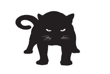 Obraz premium Angry Black Cat Silhouette Vector Illustration for Halloween and Scary Themes