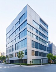 Modern Corner Office Building Exterior Architecture Design.