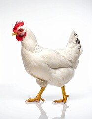 Fototapeta premium White hen poultry farm bird healthy livestock isolated on white background.