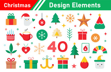 Christmas Design Elements Collection with Festive Icons for Holiday Projects