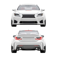 Fototapeta premium Car Front and Back View Isolated