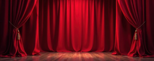 Crimson velvet curtains, stage opening A dramatic reveal , drama, opening, luxury