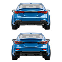 Naklejka premium Car Front and Back View Isolated
