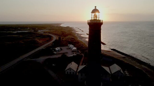 Morning aerial views of Grenen on the Northern Tip of Denmark