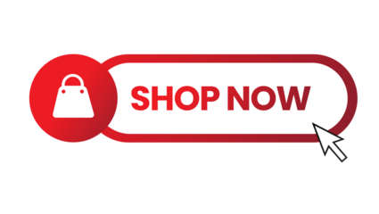 Shop Now Button with Shopping Bag Icon and Mouse Cursor for Online Shopping and E-commerce