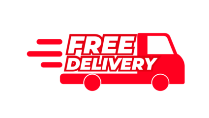 Free Delivery Sign with Red Truck Fast Shipping and Convenient Service for Customers