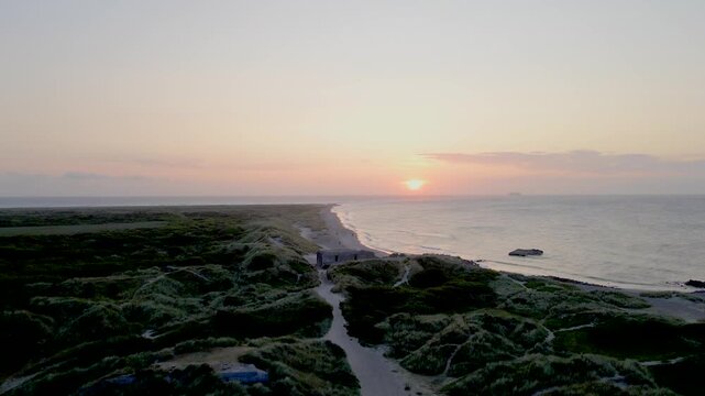 Morning aerial views of Grenen on the Northern Tip of Denmark