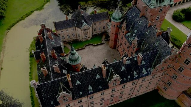 Aerial views of Vallo Castle in Koge, Denmark