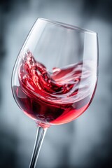 A close-up shot showcases the vibrant red wine swirling inside an elegant glass.