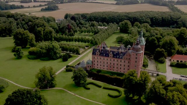 Aerial views of Vallo Castle in Koge, Denmark