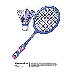 Badminton Racket and Shuttlecock Illustration for Sports Activities and Recreation