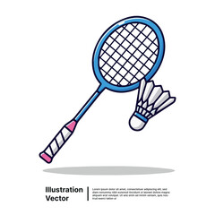 Badminton Gear Shuttlecock and Racket Illustration for Sports and Recreation Designs