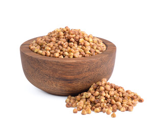 Light raw kuqiao isolated on white background. Buckwheat tea in roasted grains. Natural caffeine free herbal drink, gluten free superfood for wellness and cooking.	