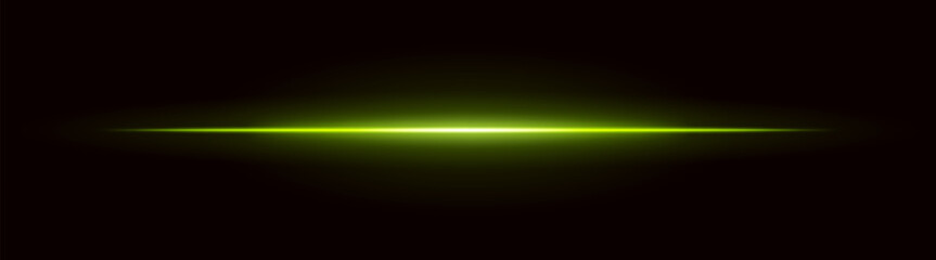 Radiant light. Straight glowing beam with intense center and dark fade edges. Suitable for digital interfaces and futuristic motion effects.