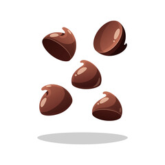 Chocolate chips vector isolated on white background.