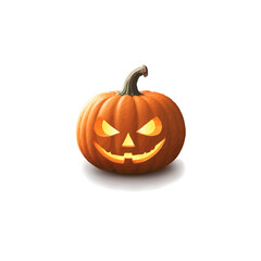 Fototapeta premium A detailed illustration of a carved Halloween pumpkin with a glowing face, perfect for the holiday.