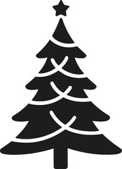Fototapeta premium Decorative Christmas Tree Silhouette Vector with Star and Garland Design
