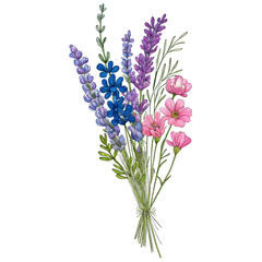Obraz premium Delicate watercolor illustration of a vibrant flower bouquet with mixed blooms