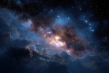 Stunning view of a vibrant universe filled with countless stars and colorful cosmic clouds showcasing the beauty of outer space