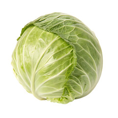 Obraz premium A whole fresh green cabbage head isolated on a transparent background png