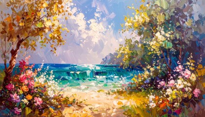 Naklejka premium 青い海と空 blue sea and sky