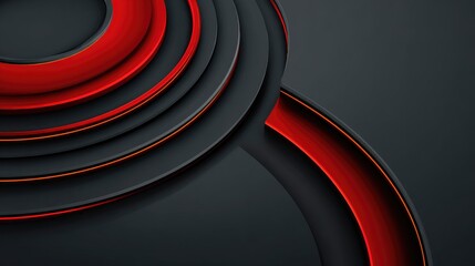 Abstract concentric circles in red and dark grey