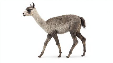 Fototapeta premium Alpaca Walking Against White Background