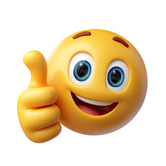 A happy cartoon emoji giving a thumbs up with a smile on transparent background