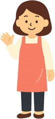 Obraz premium Smiling teacher waving in apron