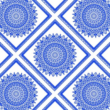 Classic Blue and White Mandala 