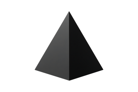Black triangular pyramid isolated on transparent background - Powered by Adobe