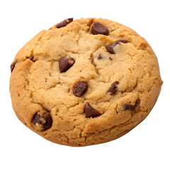 A single homemade chocolate chip cookie isolated on a transparent background png