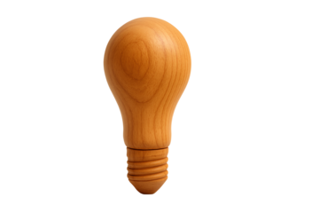 Wooden light bulb isolated on transparent background