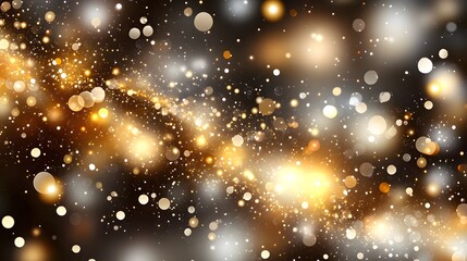 Obraz premium Stars, lights, and sparkles create a cosmic atmosphere in an abstract galaxy setting with golden hues