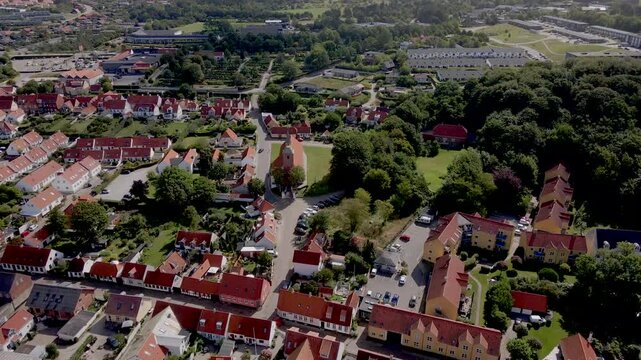 Aerial views of Ebeltoft in Eastern Denmark