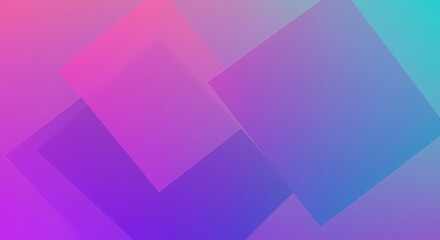 Abstract background featuring overlapping squares with a gradient of pink purple and blue hues