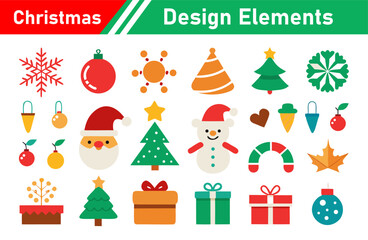 Collection of Christmas Design Elements with Trees Snowman Gifts and Other Festive Icons