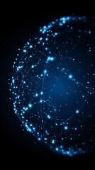 Abstract luminous sphere of data connected by glowing nodes, futuristic digital art, copyspace