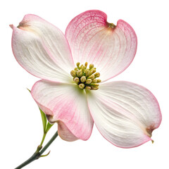 Obraz premium Fresh blooming white cornus florida flower isolated on a transparent background png