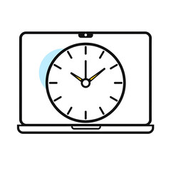 Obraz premium Time Management Clock on Laptop Screen for Efficiency