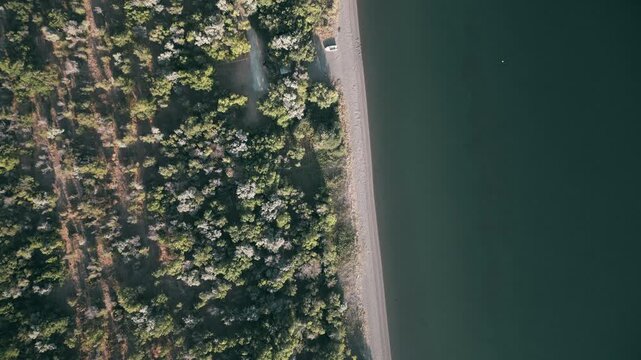 Aerial view of the beautiful lake