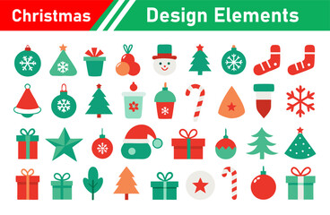Festive Christmas Vector Icons and Design Elements for Holiday Season