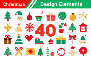 Christmas Design Elements Collection with Holiday Icons and Decorations for Festive Season