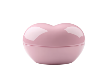 Pink heart shaped lip balm container isolated on transparent background. Pink heart shaped container with a smooth finish showcasing isolated on white background, 3d rendering.