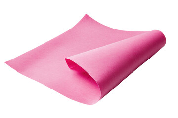 Single pink felt sheet isolated on transparent background. Pink sticky note with a folded corner featuring a vibrant and smooth surface isolated on white background.