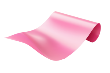 Rolled pink resistance band for fitness and exercise isolated on transparent background. Pink sticky note with a folded corner featuring a vibrant and smooth surface isolated on white background.